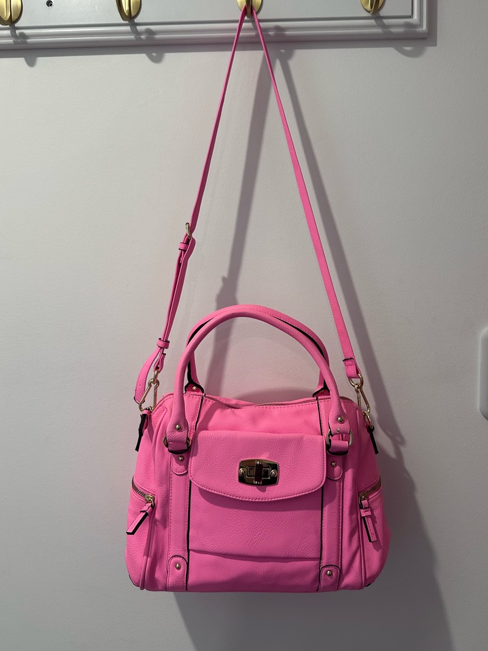 Merona Hot Pink Satchel Crossbody Handbag - Excellent Condition - Picture 2 of 8